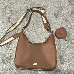 Anne Klein Brown Shoulder Bag with Gold Accents